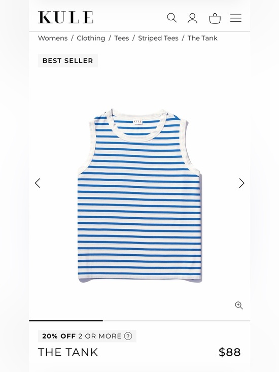 KULE Tops - KULE Womens Blue & White Striped Tank Like New